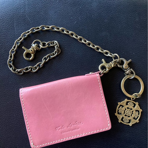 Kate Landry wallet bifold with chain pink ID Card Holder - Picture 2 of 8